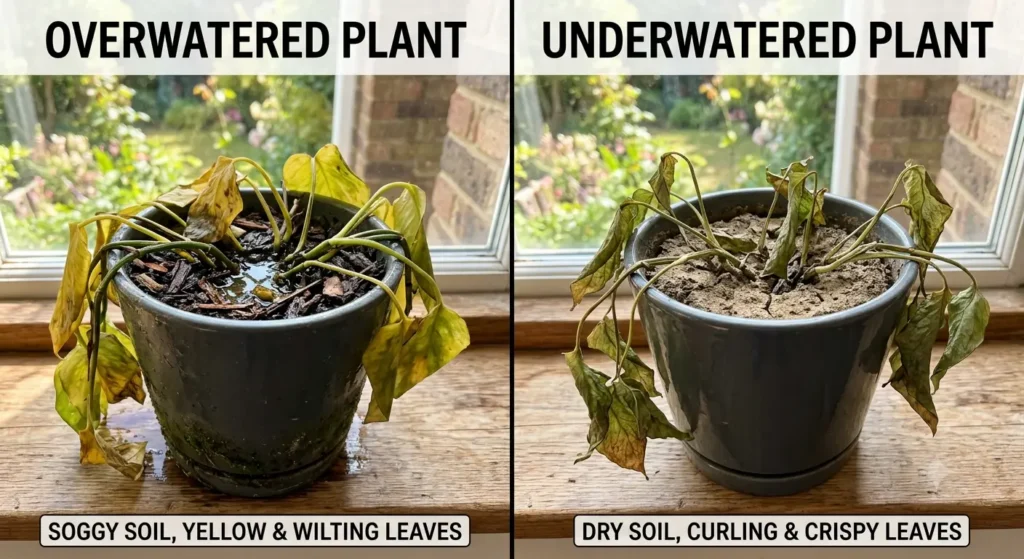 overwatering vs underwatering